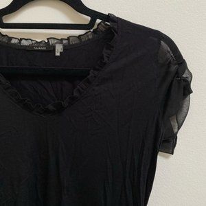 Vintage Tahari Ruffle Sheer Combination Tee